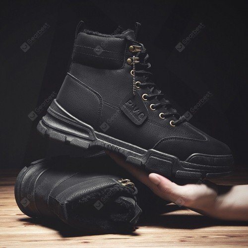 Retro Style Men's Tooling Boots Trend Warm High-top Cotton Shoes